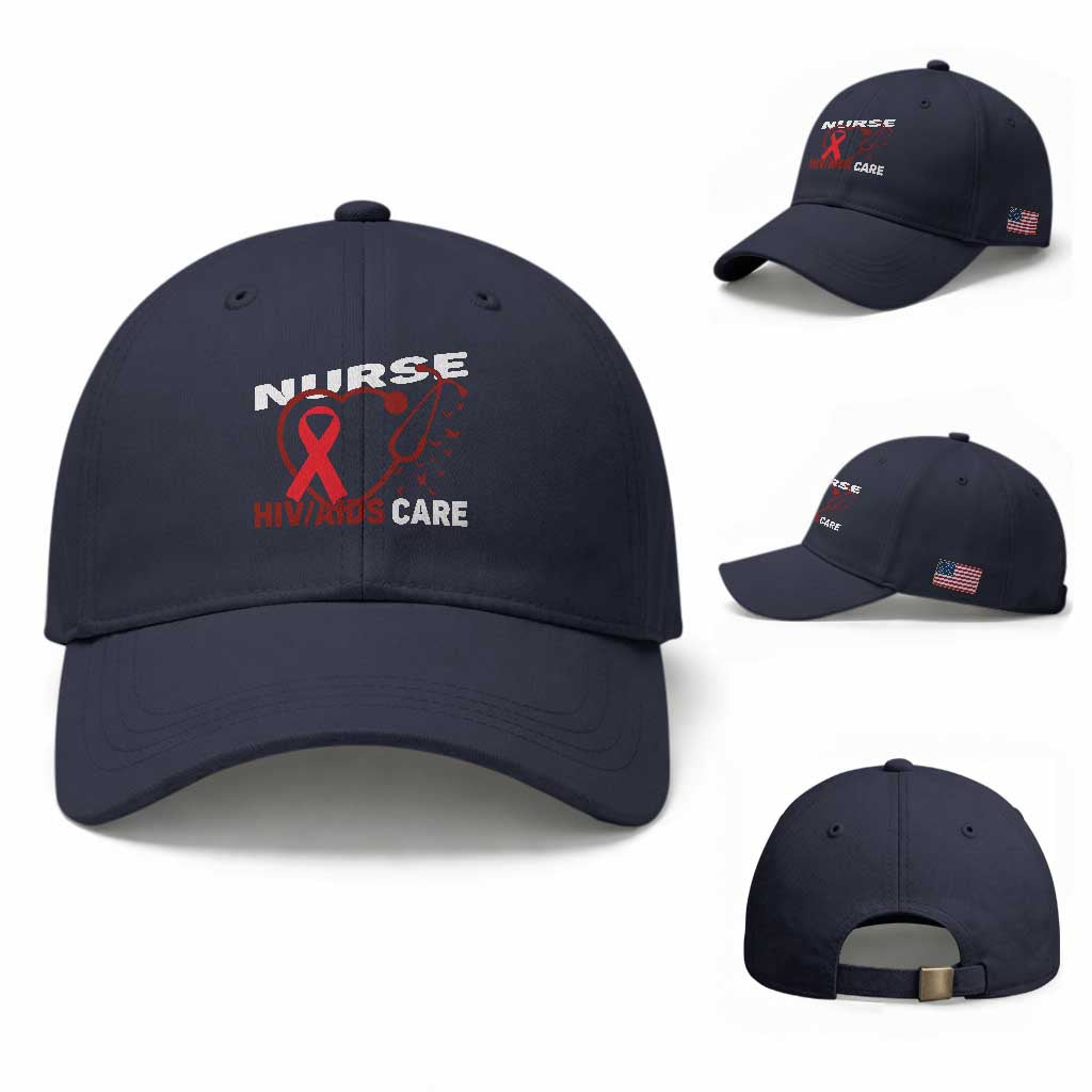 Healthcare Hero HIV AIDS Care Nurse Gift Baseball Cap TS12 Baseball Cap Universal Fit Navy Print Your Wear