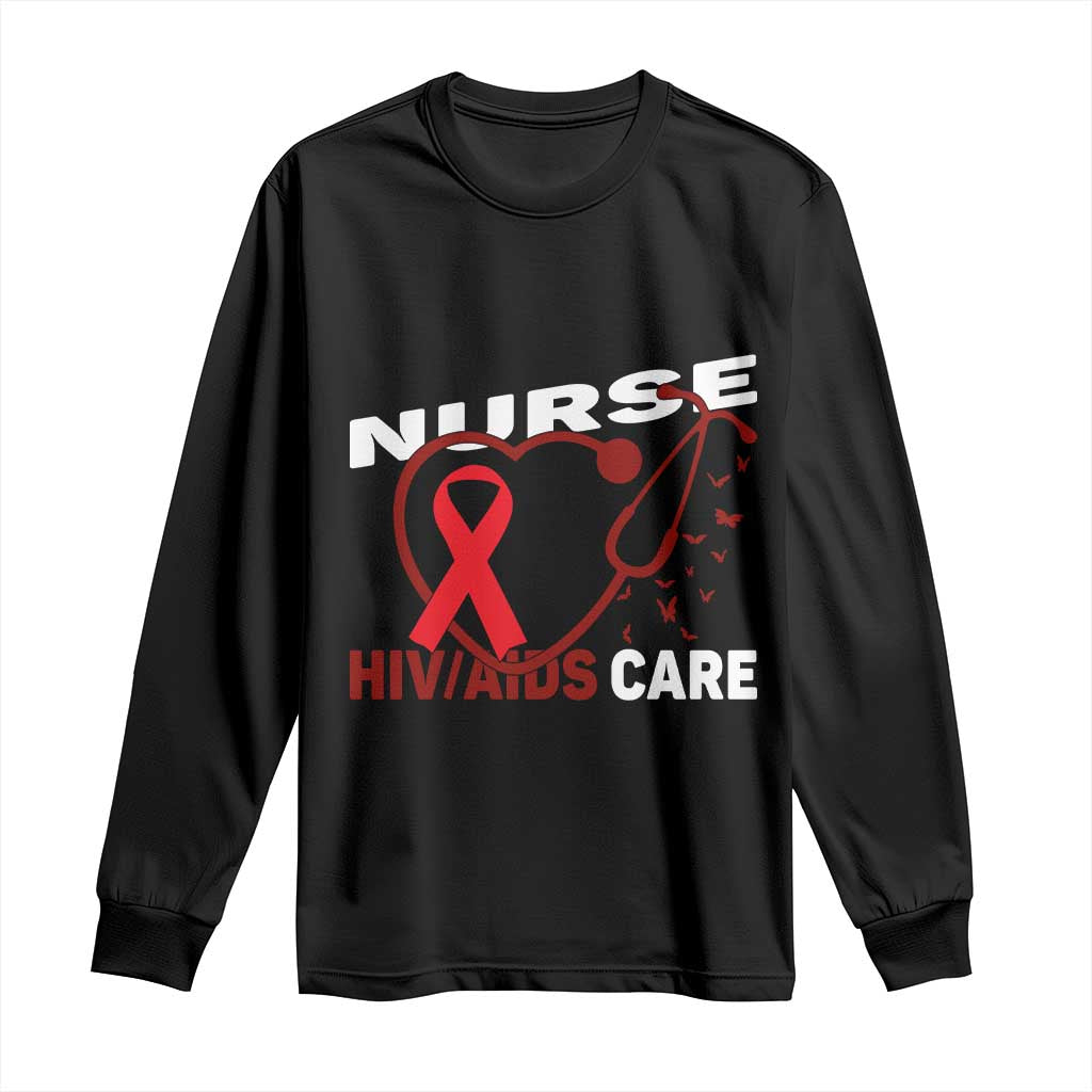 Healthcare Hero HIV AIDS Care Nurse Gift Long Sleeve Shirt TS12 Black Print Your Wear