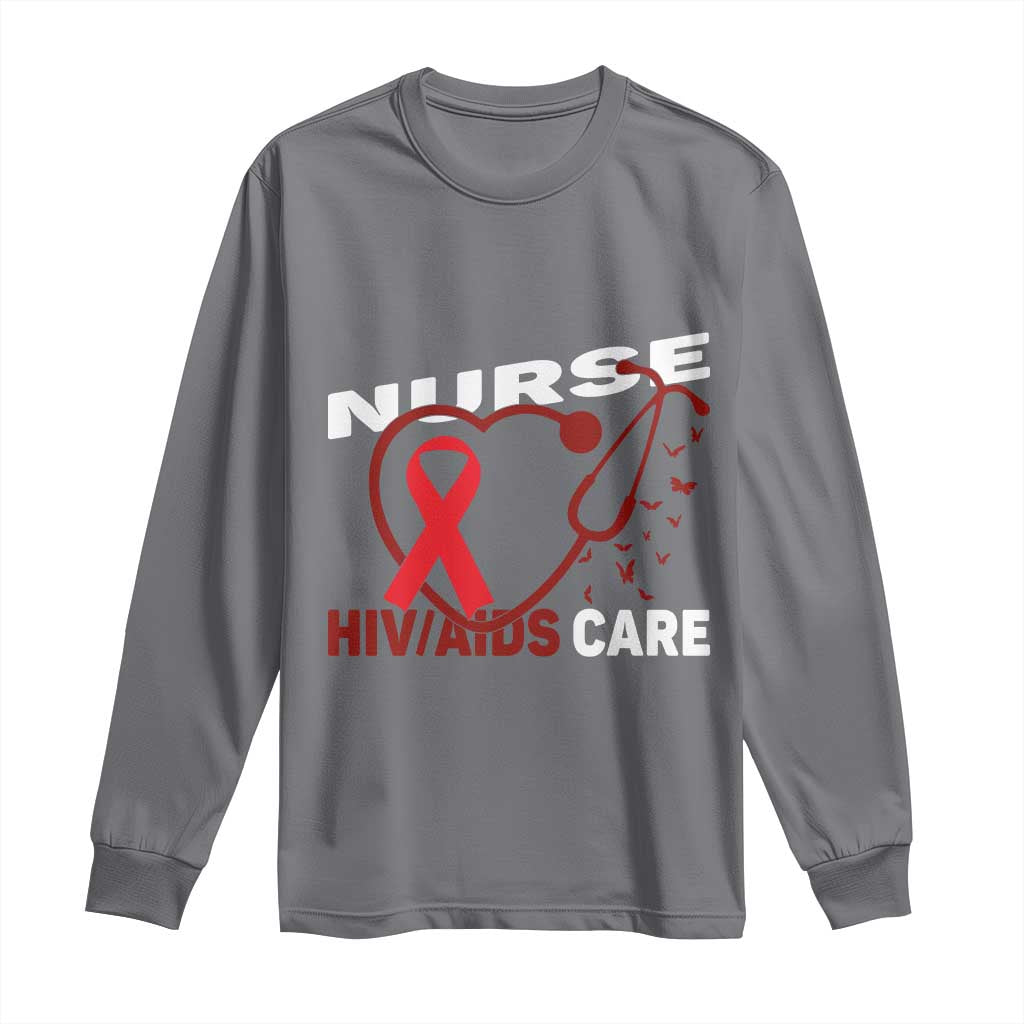 Healthcare Hero HIV AIDS Care Nurse Gift Long Sleeve Shirt TS12 Charcoal Print Your Wear