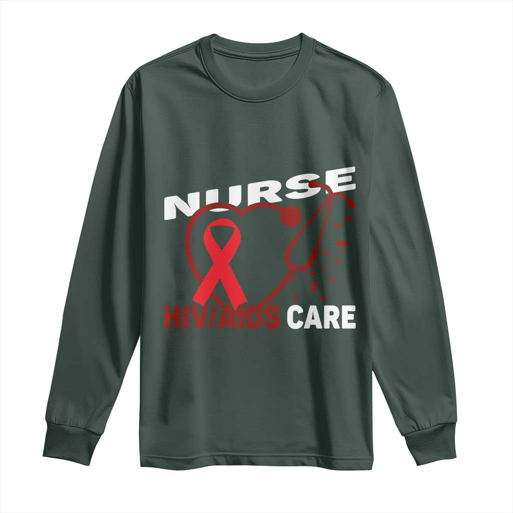 Healthcare Hero HIV AIDS Care Nurse Gift Long Sleeve Shirt TS12 Dark Forest Green Print Your Wear