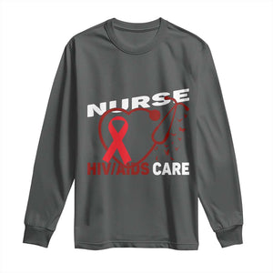 Healthcare Hero HIV AIDS Care Nurse Gift Long Sleeve Shirt TS12 Dark Heather Print Your Wear