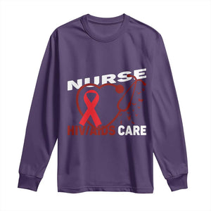 Healthcare Hero HIV AIDS Care Nurse Gift Long Sleeve Shirt TS12 Purple Print Your Wear