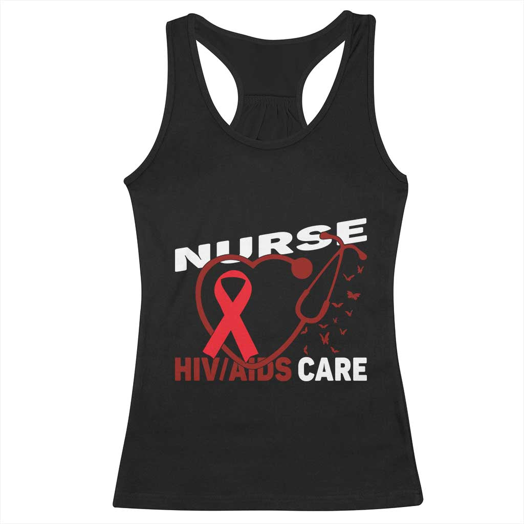 Healthcare Hero HIV AIDS Care Nurse Gift Racerback Tank Top - Print Your Wear