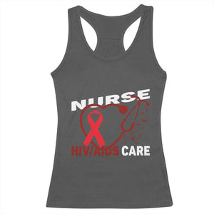 Healthcare Hero HIV AIDS Care Nurse Gift Racerback Tank Top TS12 Dark Heather Print Your Wear
