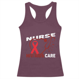 Healthcare Hero HIV AIDS Care Nurse Gift Racerback Tank Top - Print Your Wear