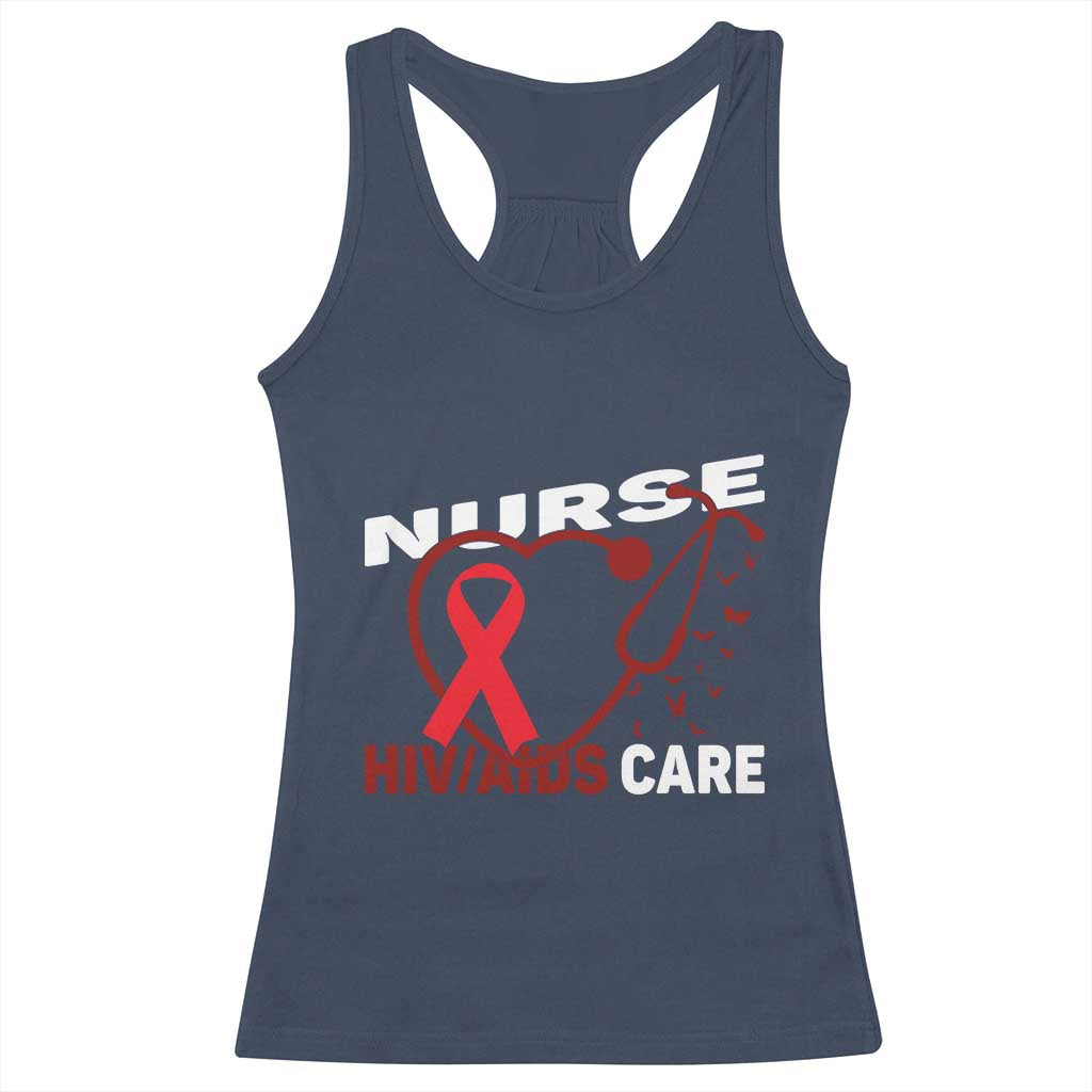 Healthcare Hero HIV AIDS Care Nurse Gift Racerback Tank Top TS12 Navy Print Your Wear