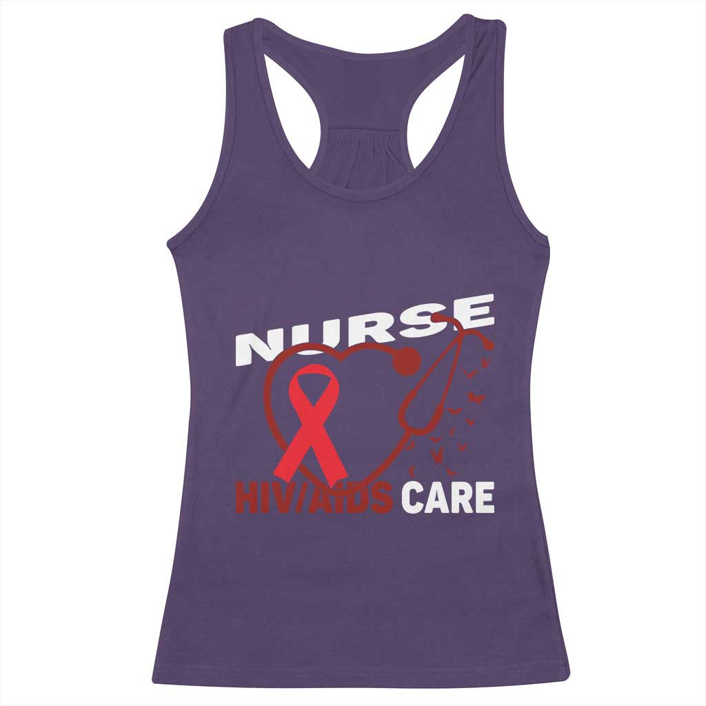 Healthcare Hero HIV AIDS Care Nurse Gift Racerback Tank Top TS12 Purple Print Your Wear