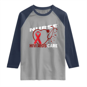 Healthcare Hero HIV AIDS Care Nurse Gift Raglan Shirt TS12 Sport Gray Navy Print Your Wear