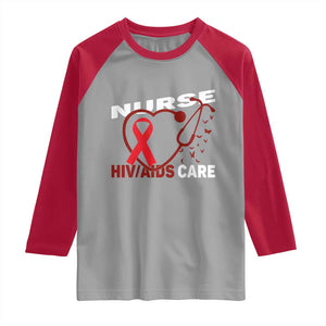 Healthcare Hero HIV AIDS Care Nurse Gift Raglan Shirt TS12 Sport Gray Red Print Your Wear