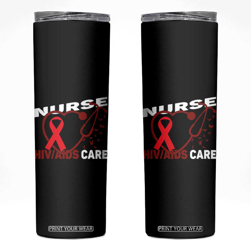 Healthcare Hero HIV AIDS Care Nurse Gift Skinny Tumbler TS12 Black Print Your Wear