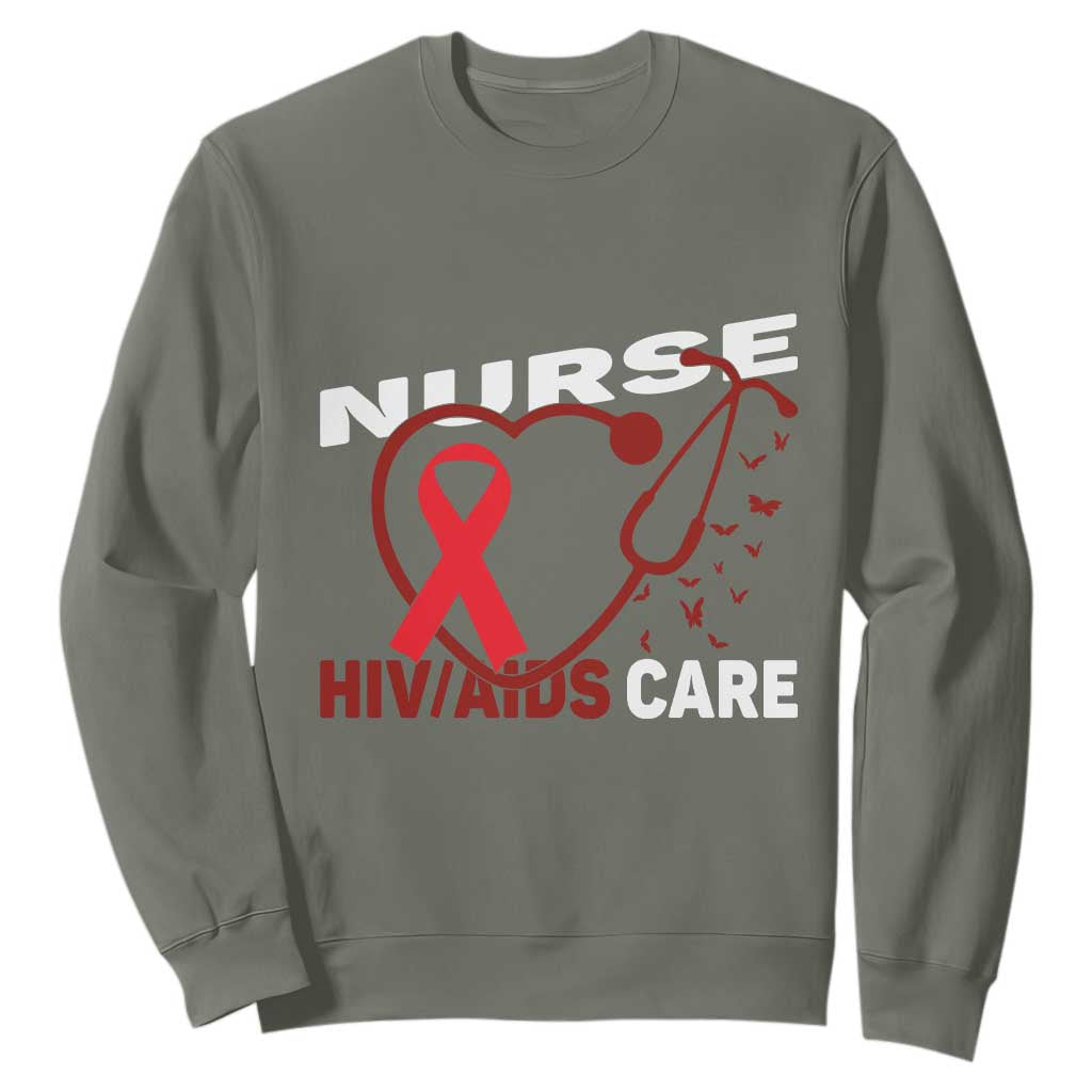 Healthcare Hero HIV AIDS Care Nurse Gift Sweatshirt TS12 Military Green Print Your Wear