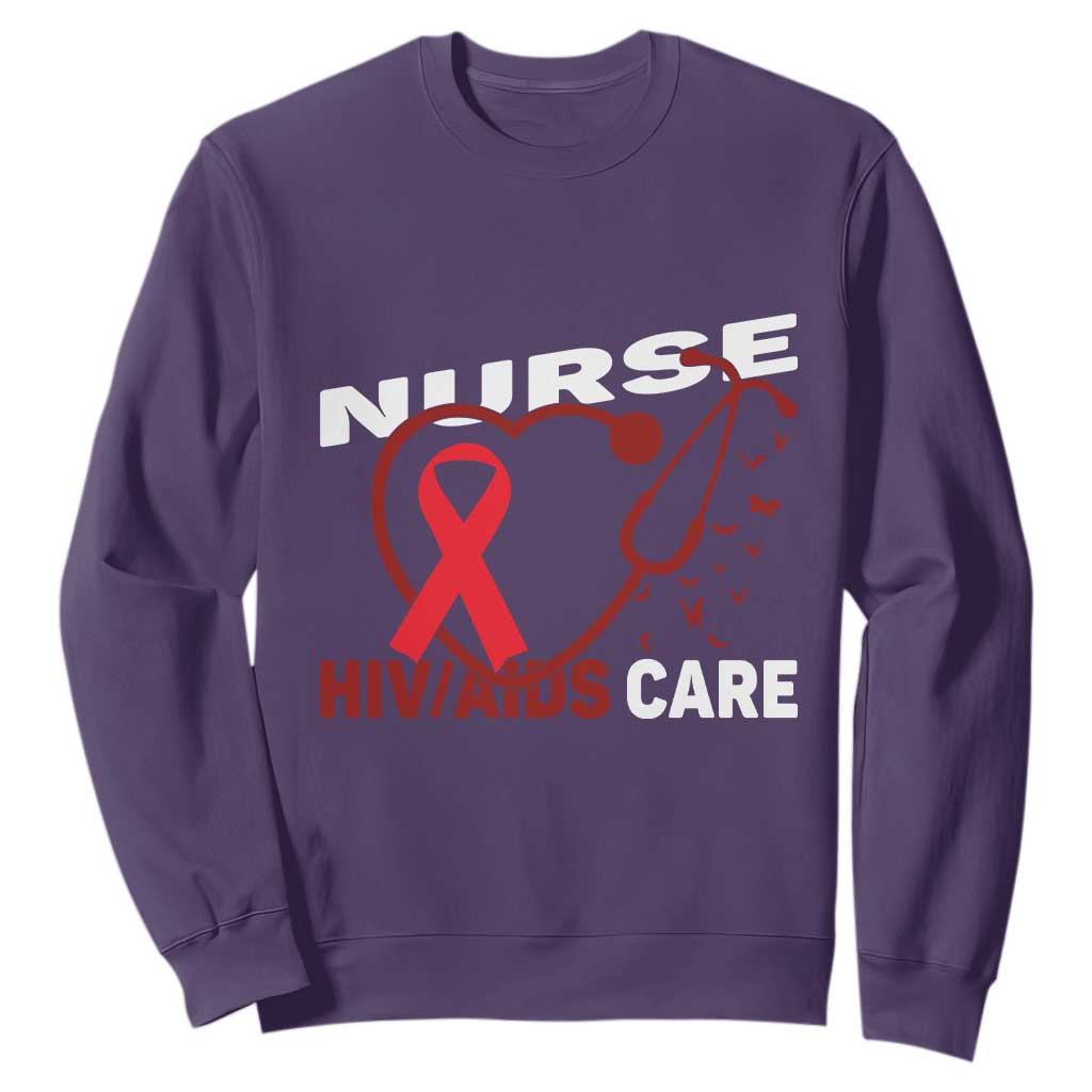 Healthcare Hero HIV AIDS Care Nurse Gift Sweatshirt TS12 Purple Print Your Wear