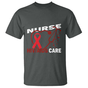 Healthcare Hero HIV AIDS Care Nurse Gift T Shirt TS12 Dark Heather Print Your Wear