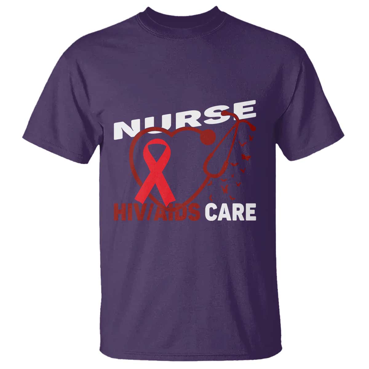 Healthcare Hero HIV AIDS Care Nurse Gift T Shirt TS12 Purple Print Your Wear