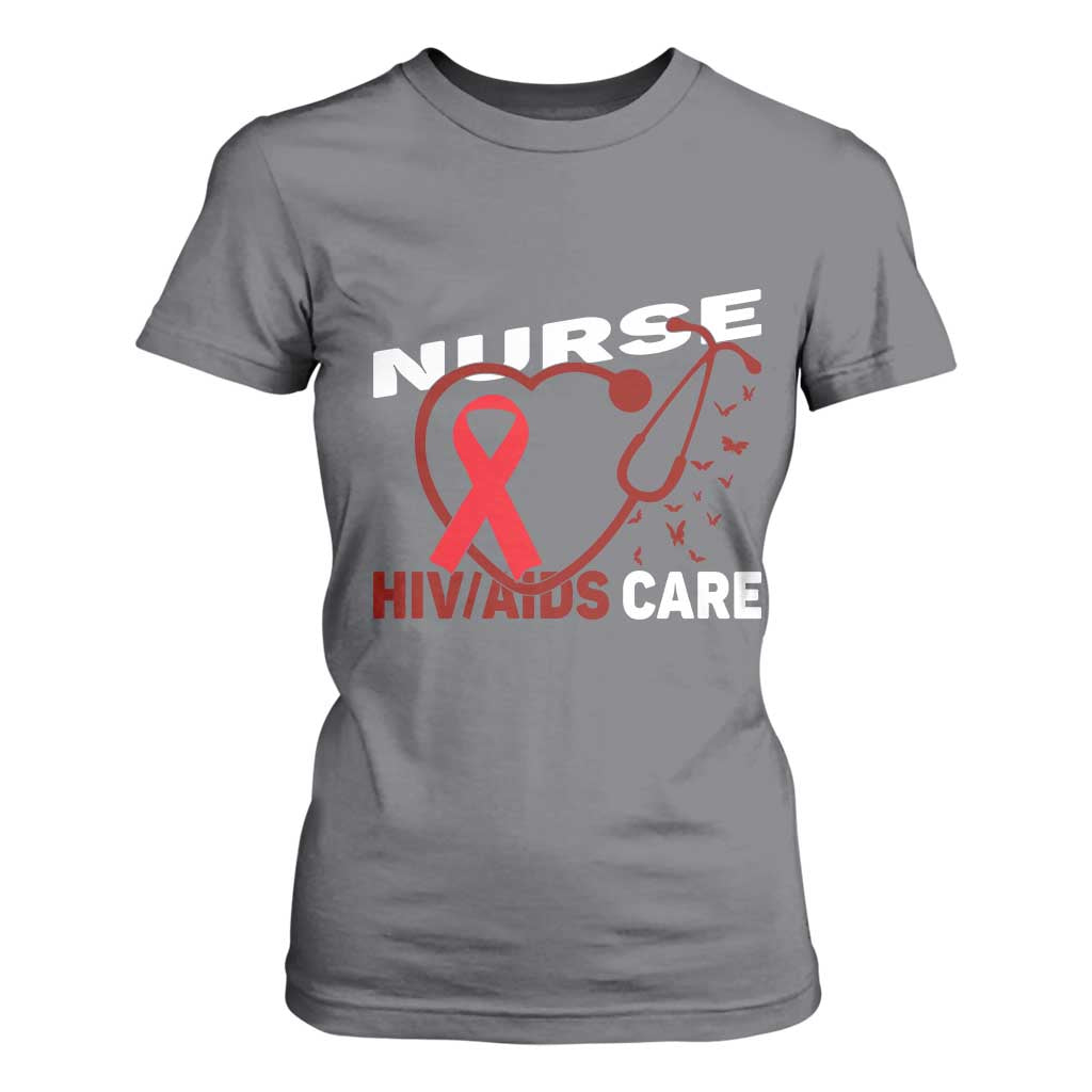 Healthcare Hero HIV AIDS Care Nurse Gift T Shirt For Women TS12 Charcoal Print Your Wear