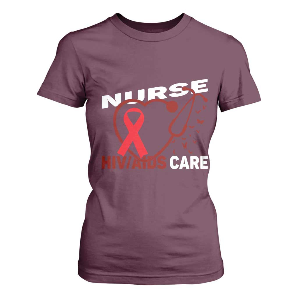 Healthcare Hero HIV AIDS Care Nurse Gift T Shirt For Women TS12 Maroon Print Your Wear
