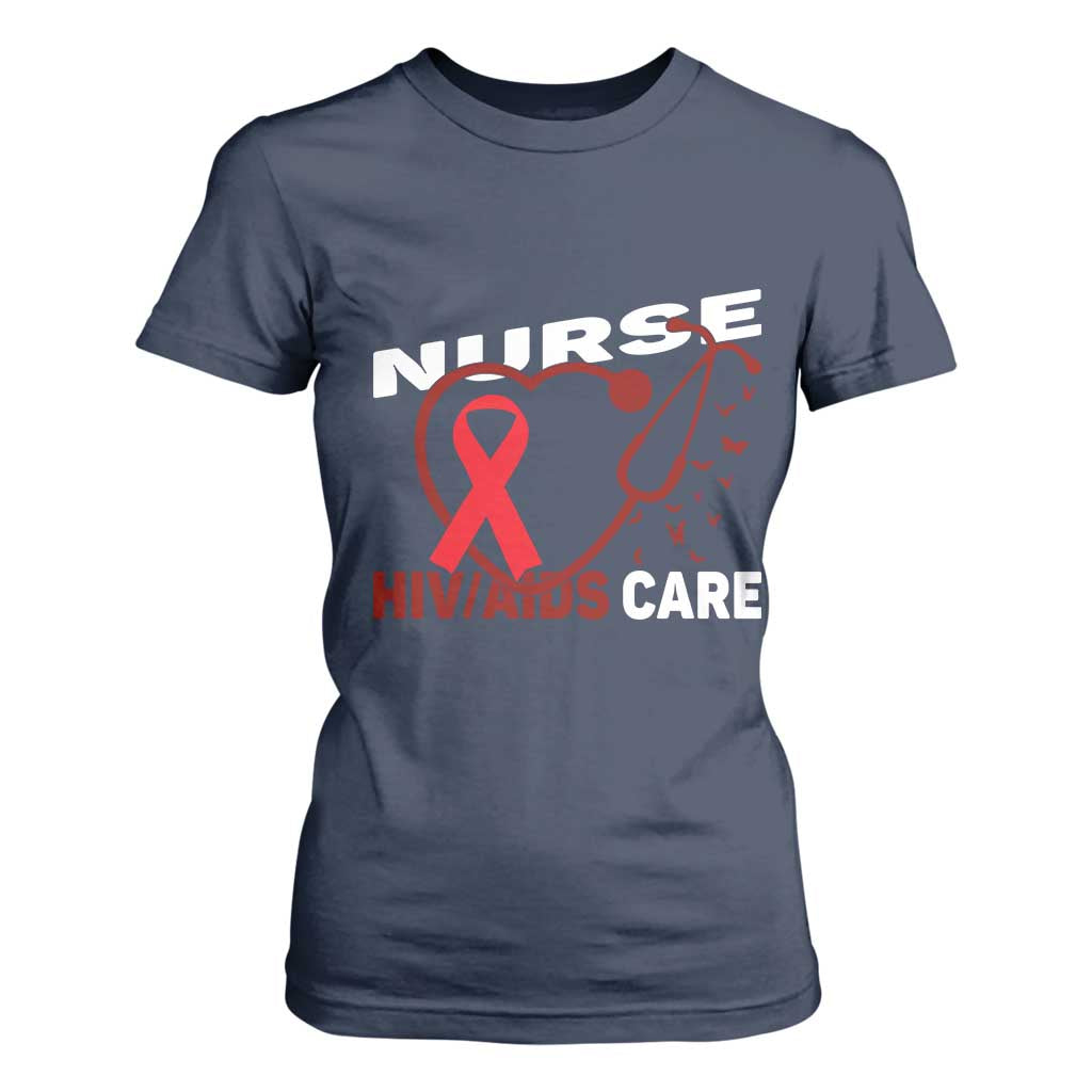 Healthcare Hero HIV AIDS Care Nurse Gift T Shirt For Women TS12 Navy Print Your Wear