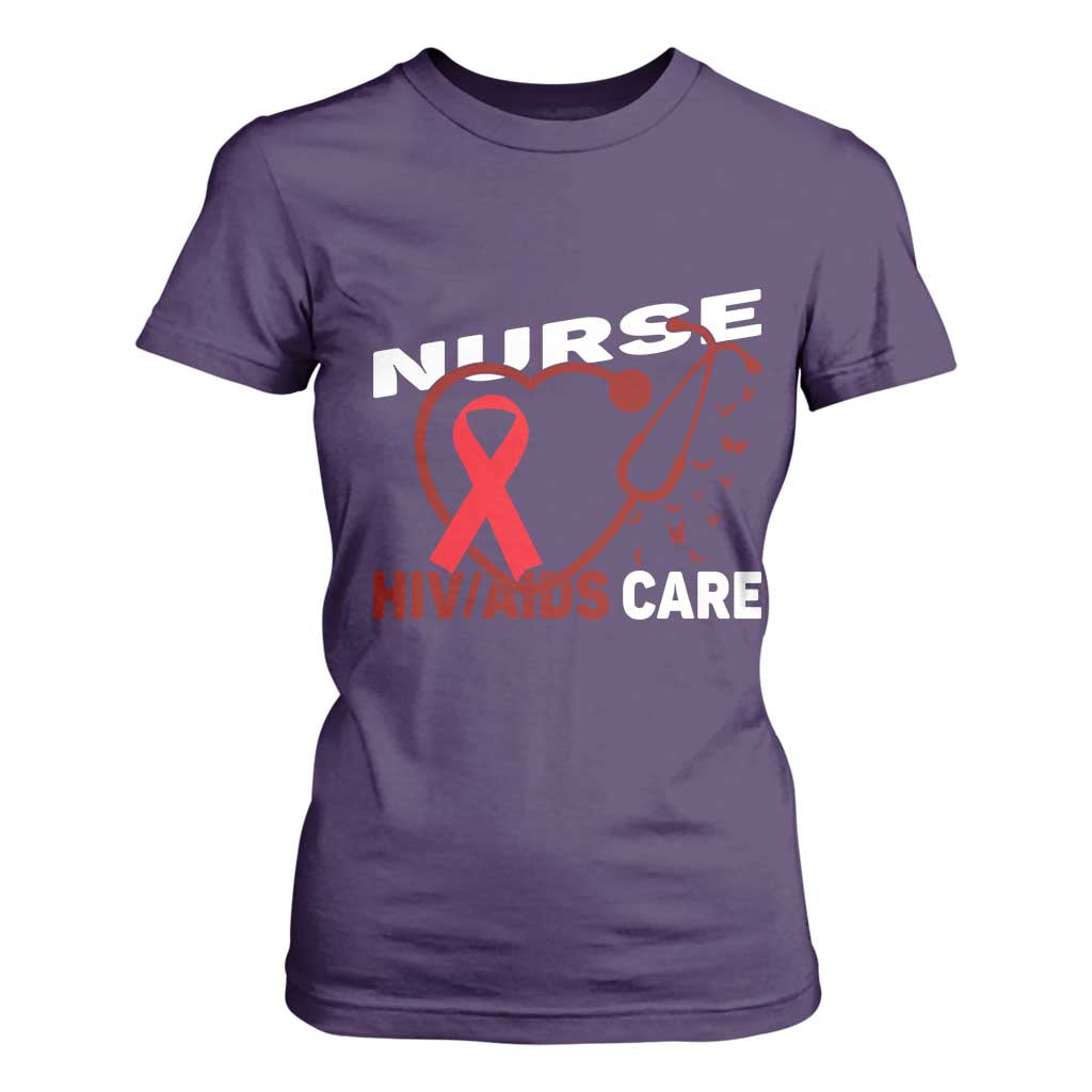 Healthcare Hero HIV AIDS Care Nurse Gift T Shirt For Women TS12 Purple Print Your Wear