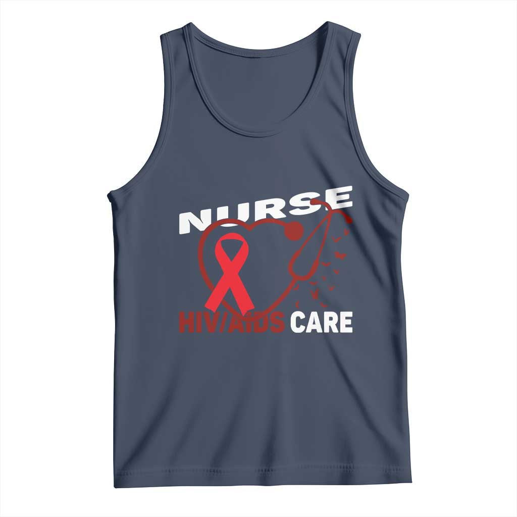 Healthcare Hero HIV AIDS Care Nurse Gift Tank Top TS12 Navy Print Your Wear
