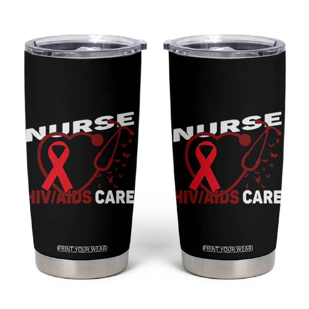 Healthcare Hero HIV AIDS Care Nurse Gift Tumbler Cup TS12 Black Print Your Wear