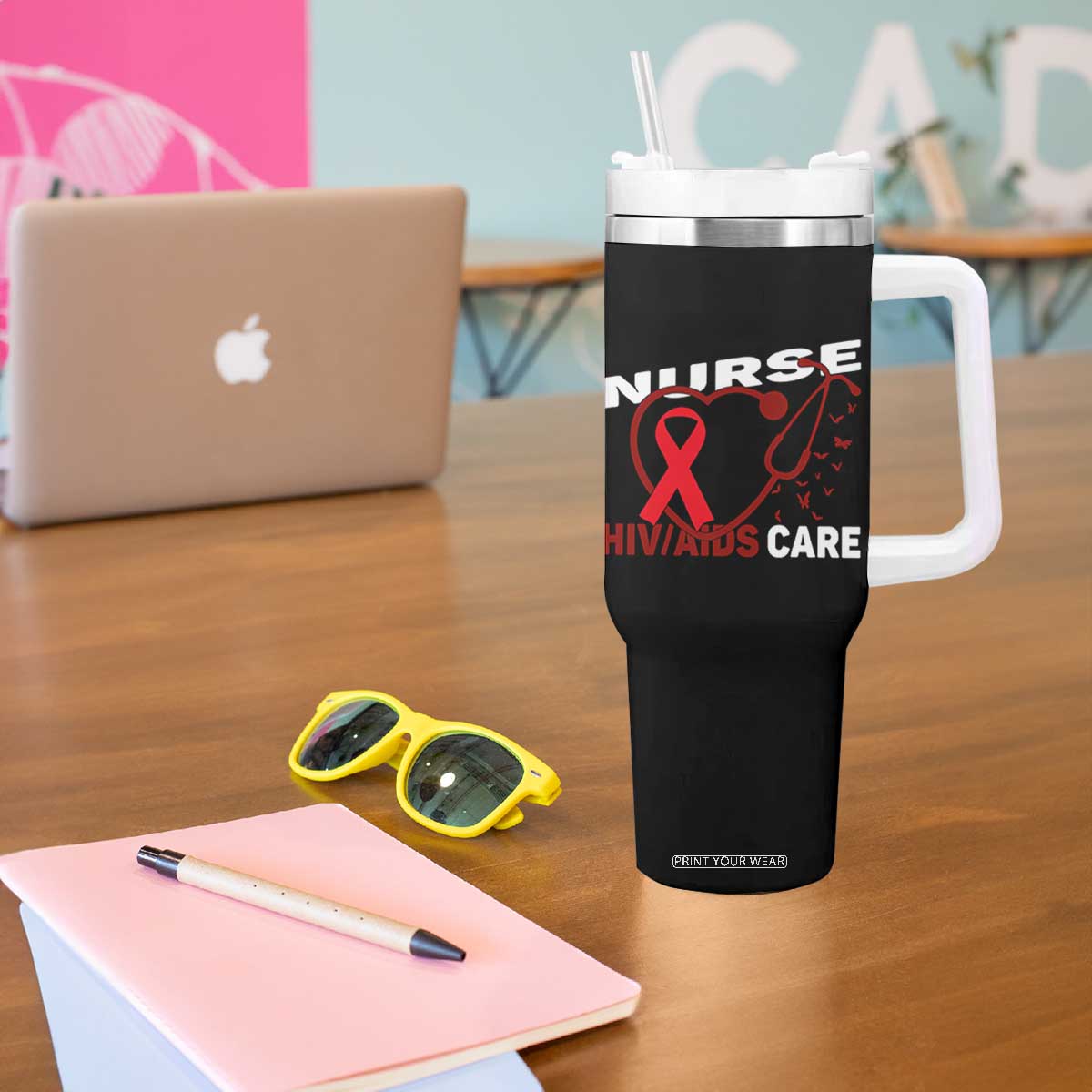 Healthcare Hero HIV AIDS Care Nurse Gift Tumbler With Handle TS12 Print Your Wear