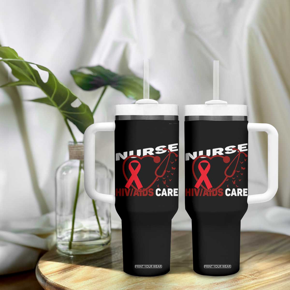 Healthcare Hero HIV AIDS Care Nurse Gift Tumbler With Handle TS12 Print Your Wear