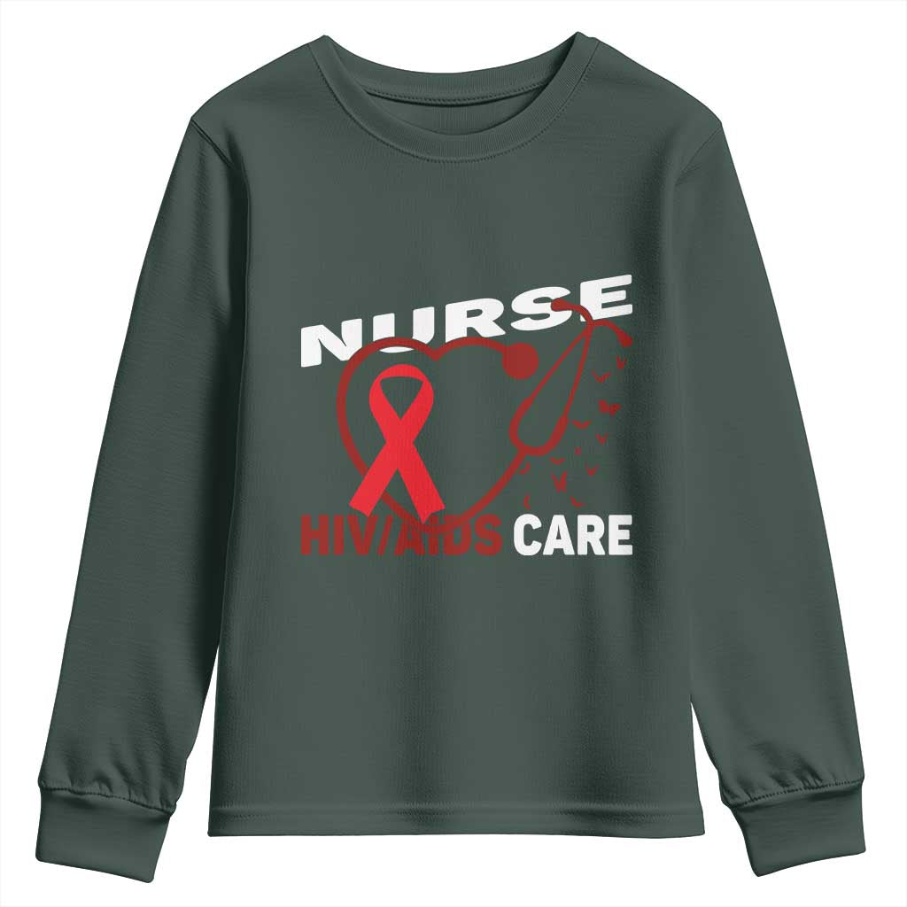 Healthcare Hero HIV AIDS Care Nurse Gift Youth Sweatshirt TS12 Dark Forest Green Print Your Wear