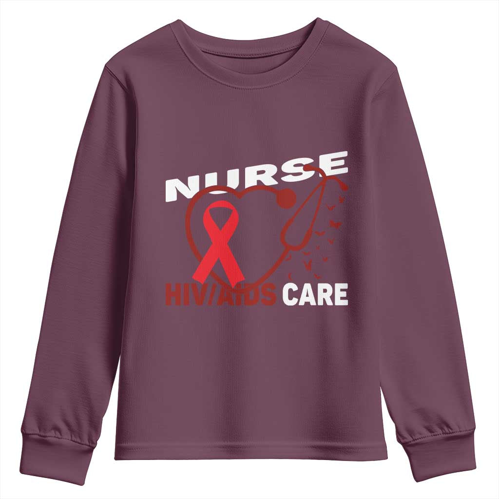 Healthcare Hero HIV AIDS Care Nurse Gift Youth Sweatshirt TS12 Maroon Print Your Wear