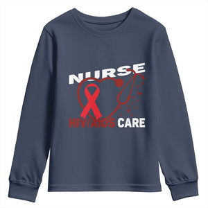 Healthcare Hero HIV AIDS Care Nurse Gift Youth Sweatshirt TS12 Navy Print Your Wear