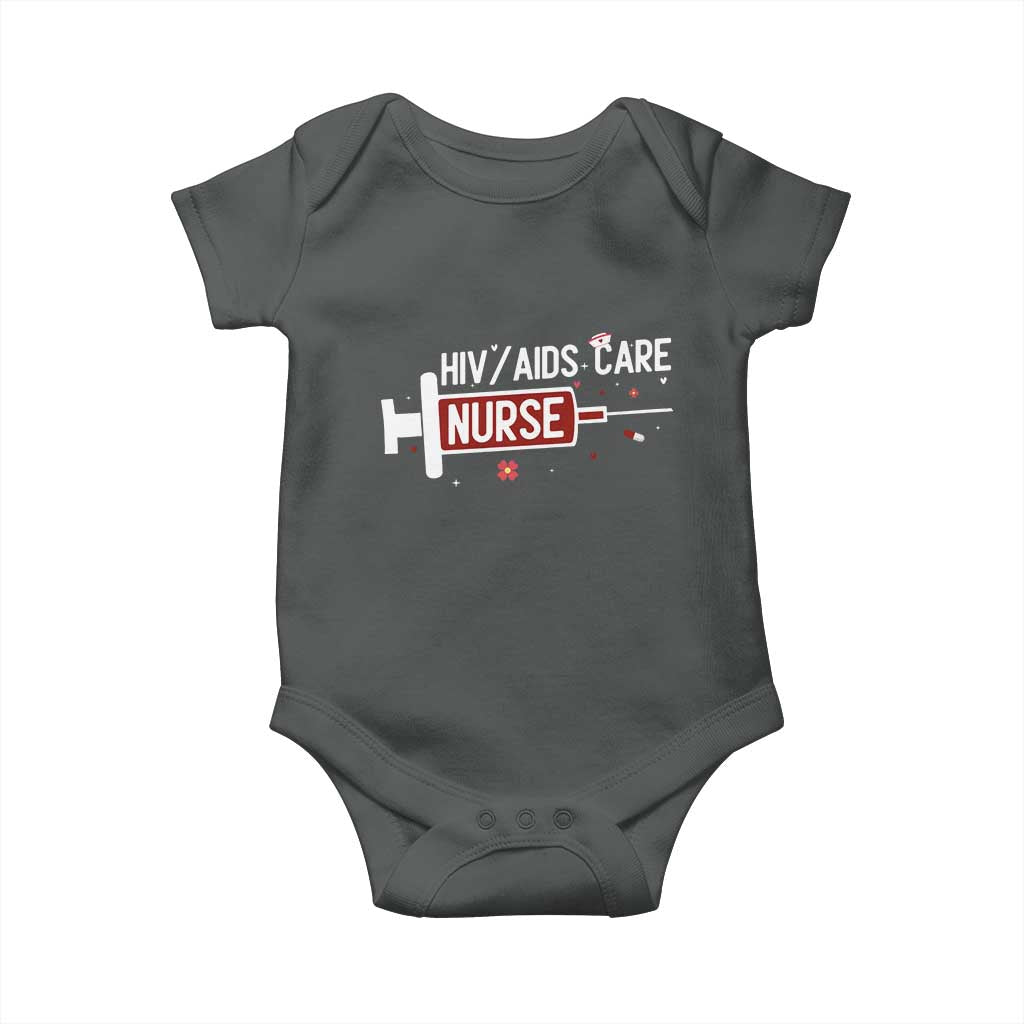 HIV AIDS Care Nurse Baby Onesie Red Ribbon Support Gift TS12 Dark Heather Print Your Wear