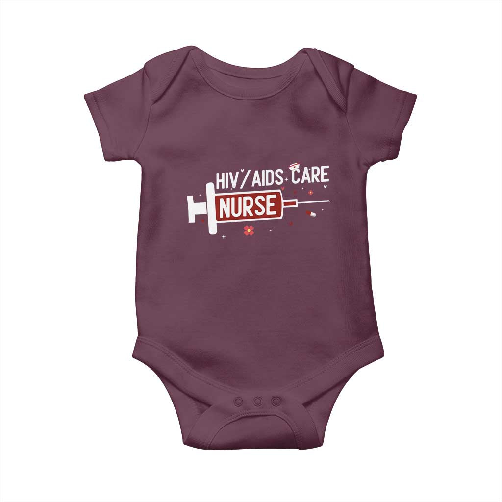 HIV AIDS Care Nurse Baby Onesie Red Ribbon Support Gift TS12 Maroon Print Your Wear