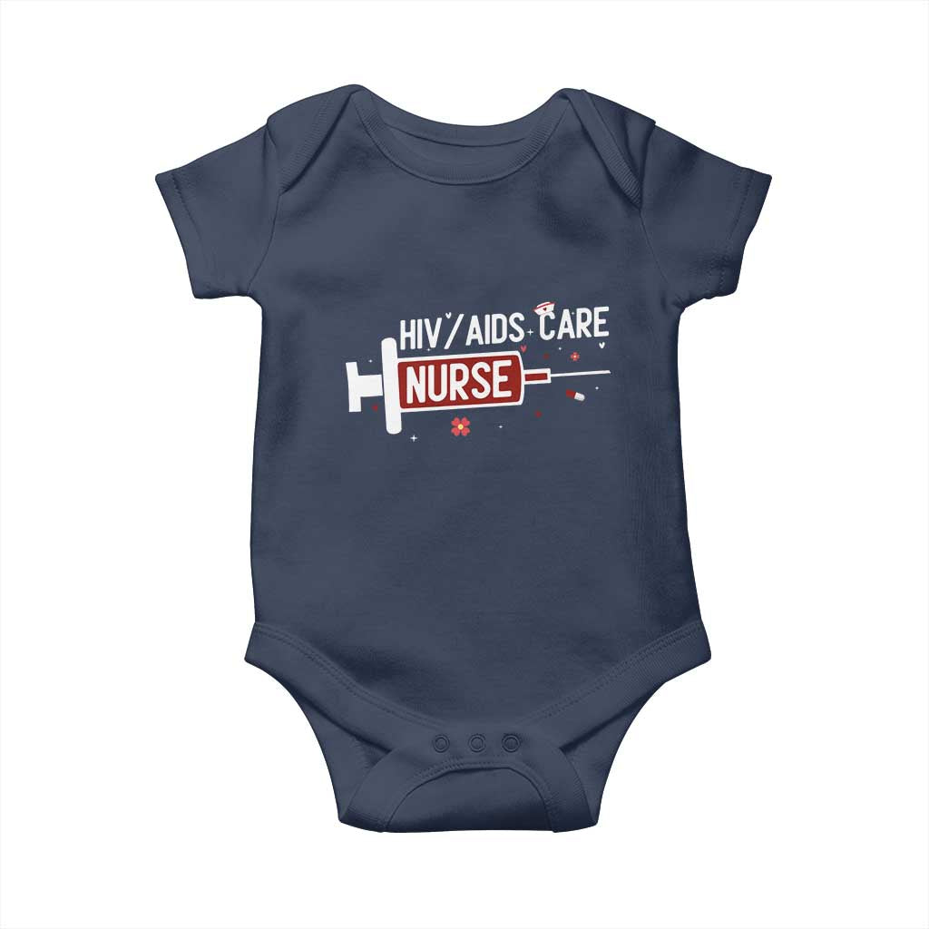 HIV AIDS Care Nurse Baby Onesie Red Ribbon Support Gift TS12 Navy Print Your Wear