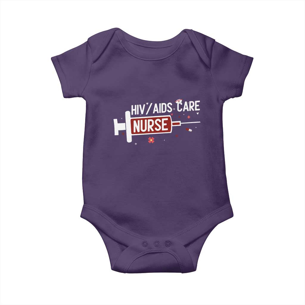 HIV AIDS Care Nurse Baby Onesie Red Ribbon Support Gift TS12 Purple Print Your Wear