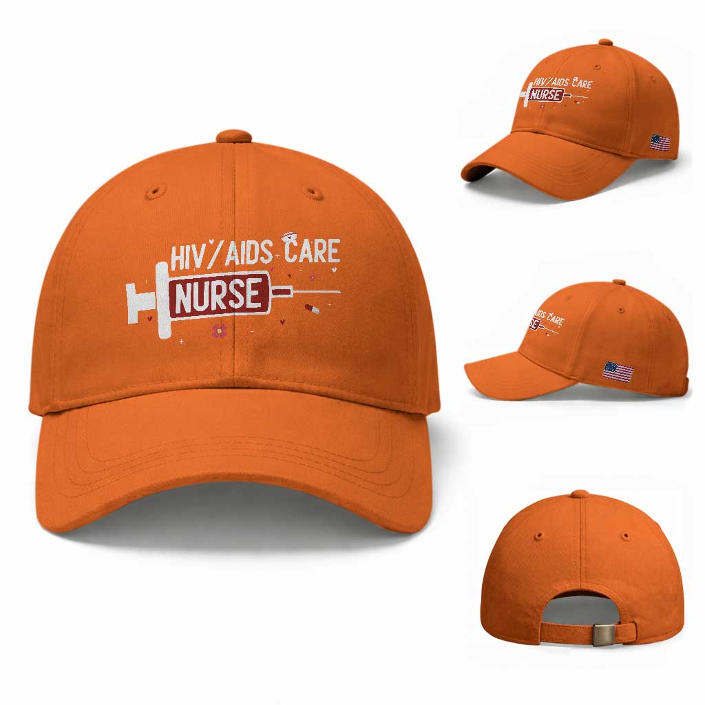 HIV AIDS Care Nurse Baseball Cap Red Ribbon Support Gift TS12 Baseball Cap Universal Fit Orange Print Your Wear