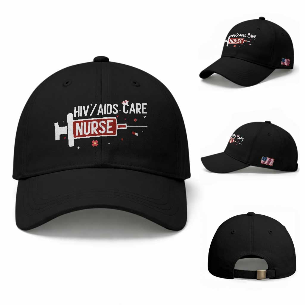 HIV AIDS Care Nurse Baseball Cap Red Ribbon Support Gift TS12 Baseball Cap Universal Fit Black Print Your Wear