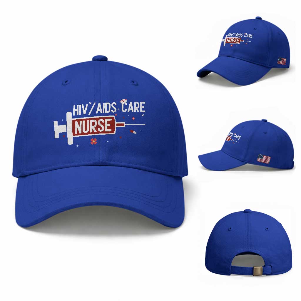 HIV AIDS Care Nurse Baseball Cap Red Ribbon Support Gift TS12 Baseball Cap Universal Fit Royal Blue Print Your Wear