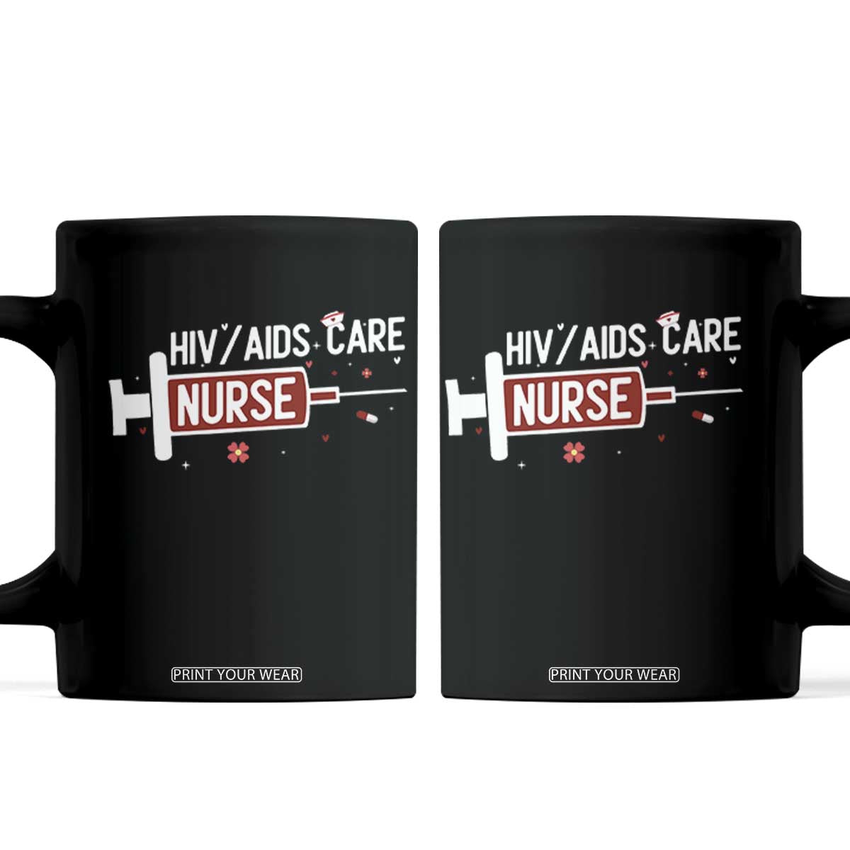 HIV AIDS Care Nurse Coffee Mug Red Ribbon Support Gift TS12 Black Print Your Wear
