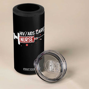 HIV AIDS Care Nurse 4 in 1 Can Cooler Tumbler Red Ribbon Support Gift TS12 Print Your Wear