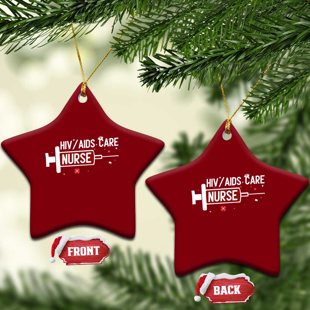 HIV AIDS Care Nurse Ceramic Ornament Red Ribbon Support Gift TS12 Print Your Wear