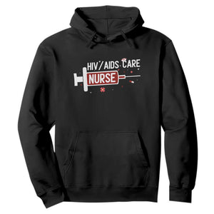 HIV AIDS Care Nurse Hoodie Red Ribbon Support Gift TS12 Black Print Your Wear