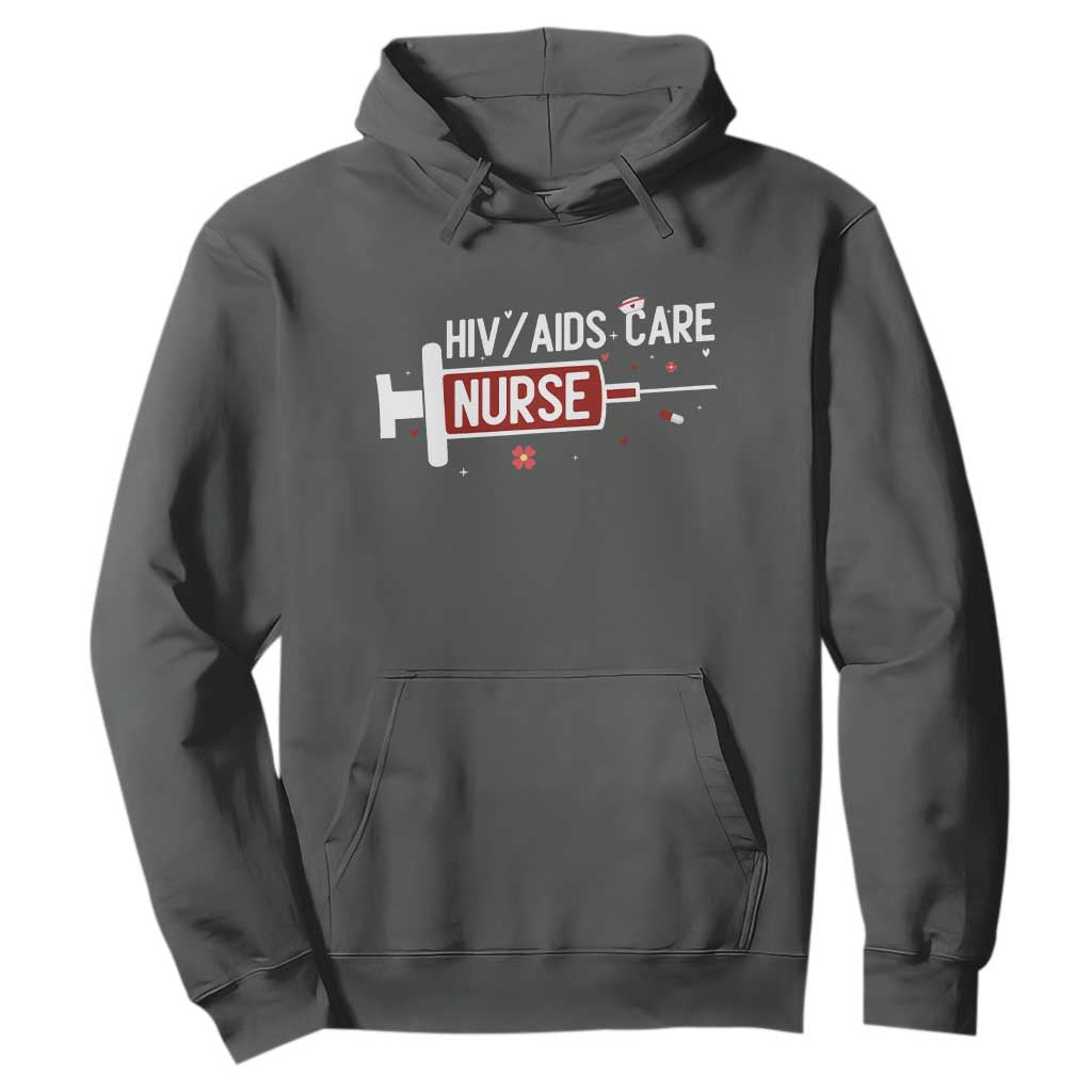 HIV AIDS Care Nurse Hoodie Red Ribbon Support Gift TS12 Dark Heather Print Your Wear