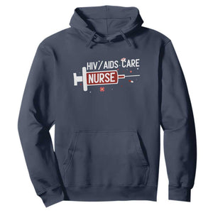HIV AIDS Care Nurse Hoodie Red Ribbon Support Gift TS12 Navy Print Your Wear