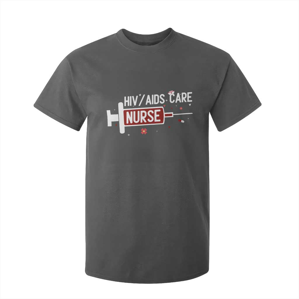 HIV AIDS Care Nurse T Shirt For Kid Red Ribbon Support Gift TS12 Dark Heather Print Your Wear