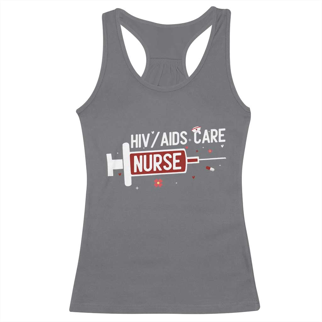HIV AIDS Care Nurse Racerback Tank Top Red Ribbon Support Gift TS12 Charcoal Print Your Wear