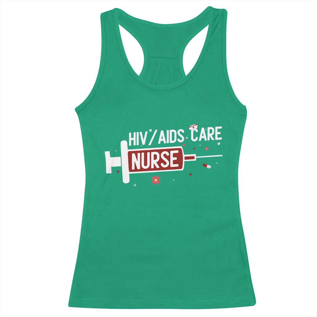 HIV AIDS Care Nurse Racerback Tank Top Red Ribbon Support Gift - Print Your Wear