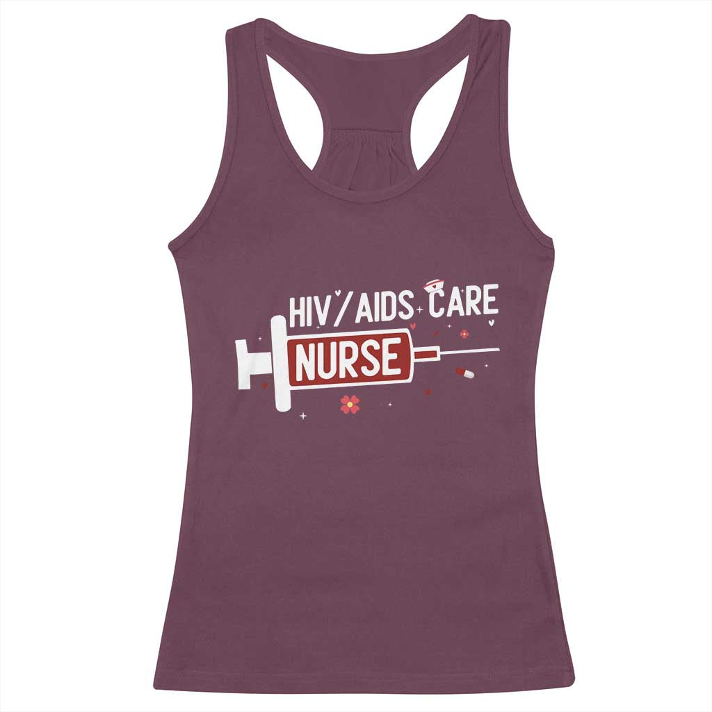 HIV AIDS Care Nurse Racerback Tank Top Red Ribbon Support Gift TS12 Maroon Print Your Wear