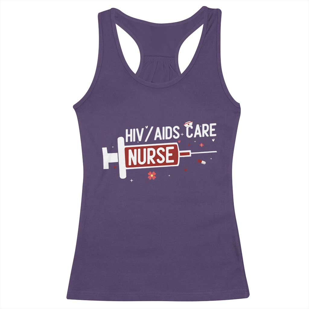 HIV AIDS Care Nurse Racerback Tank Top Red Ribbon Support Gift TS12 Purple Print Your Wear
