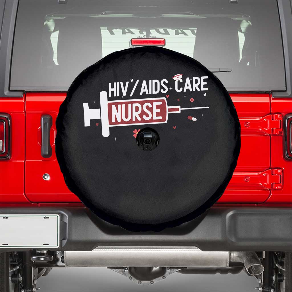 HIV AIDS Care Nurse Spare Tire Cover Red Ribbon Support Gift TS12 Black Print Your Wear