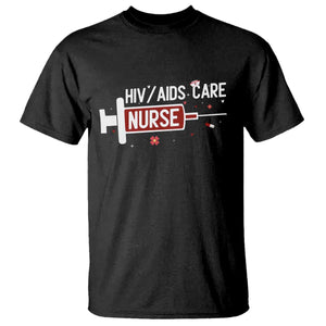 HIV AIDS Care Nurse T Shirt Red Ribbon Support Gift TS12 Black Print Your Wear