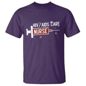 HIV AIDS Care Nurse T Shirt Red Ribbon Support Gift TS12 Purple Print Your Wear